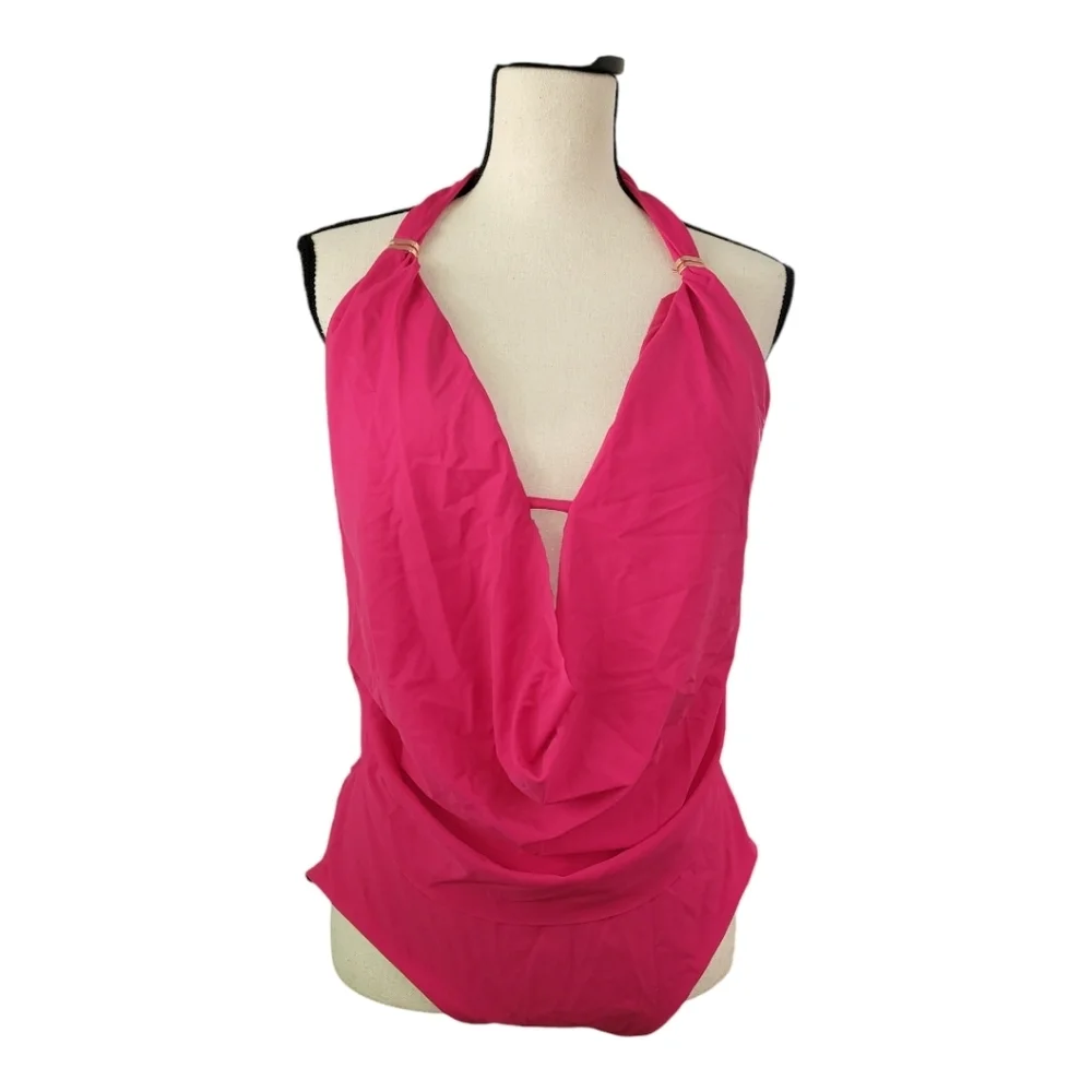 💕Bar III open back one piece swim suit‎ Womens Size Xl Hot Pink